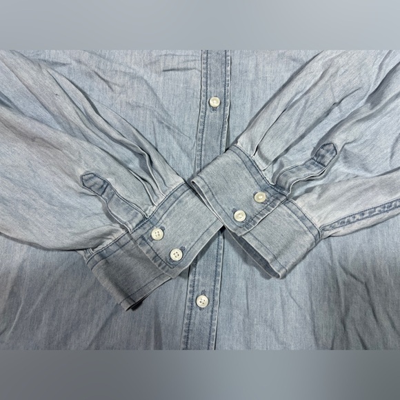 Express Boyfriend Button Up Shirt Blue Denim Women’s Size XL - Picture 3 of 7